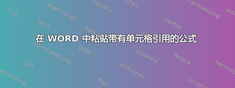 在 WORD 中粘贴带有单元格引用的公式