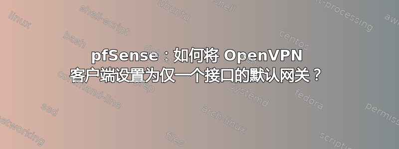 pfSense：如何将 OpenVPN 客户端设置为仅一个接口的默认网关？