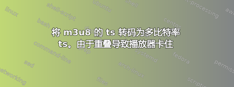 将 m3u8 的 ts 转码为多比特率 ts。由于重叠导致播放器卡住