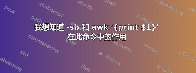 我想知道 -sb 和 awk '{print $1}' 在此命令中的作用