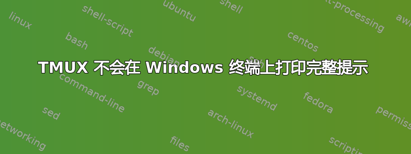 TMUX 不会在 Windows 终端上打印完整提示