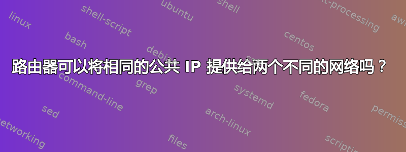 路由器可以将相同的公共 IP 提供给两个不同的网络吗？