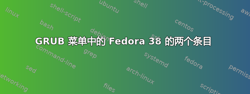 GRUB 菜单中的 Fedora 38 的两个条目