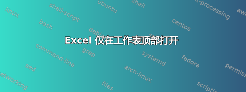 Excel 仅在工作表顶部打开