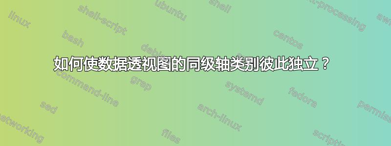 如何使数据透视图的同级轴类别彼此独立？