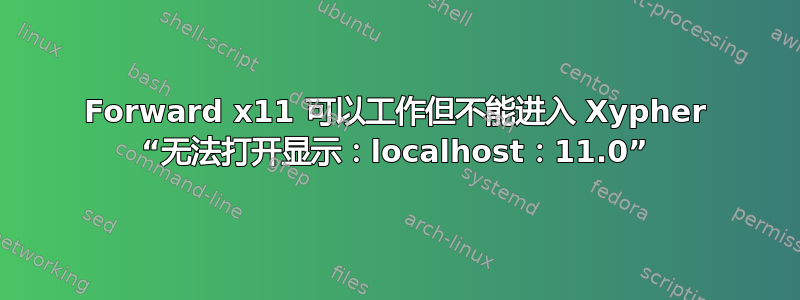 Forward x11 可以工作但不能进入 Xypher “无法打开显示：localhost：11.0”