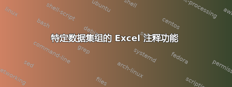 特定数据集组的 Excel 注释功能