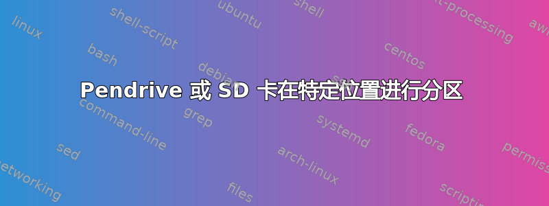 Pendrive 或 SD 卡在特定位置进行分区