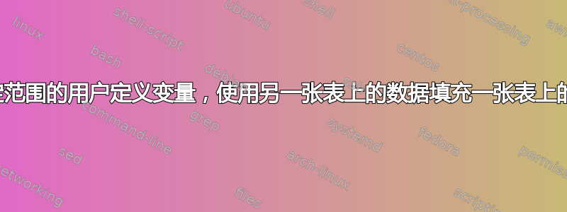 根据指定范围的用户定义变量，使用另一张表上的数据填充一张表上的单元格