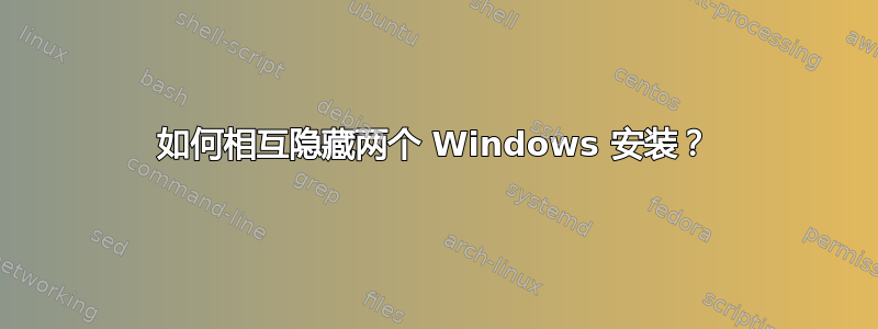 如何相互隐藏两个 Windows 安装？