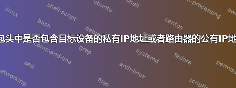 数据包头中是否包含目标设备的私有IP地址或者路由器的公有IP地址？