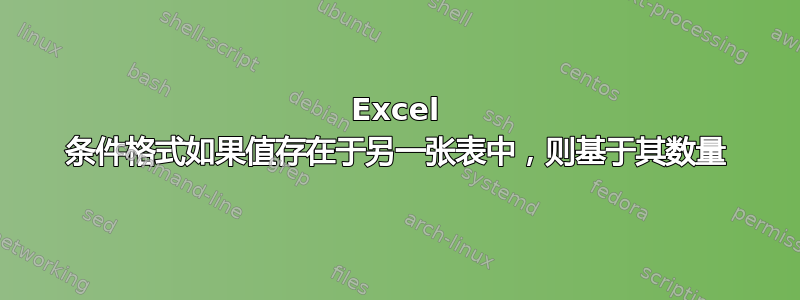 Excel 条件格式如果值存在于另一张表中，则基于其数量