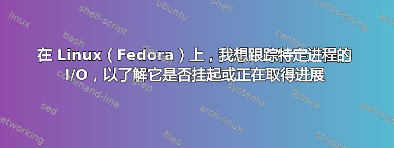 在 Linux（Fedora）上，我想跟踪特定进程的 I/O，以了解它是否挂起或正在取得进展