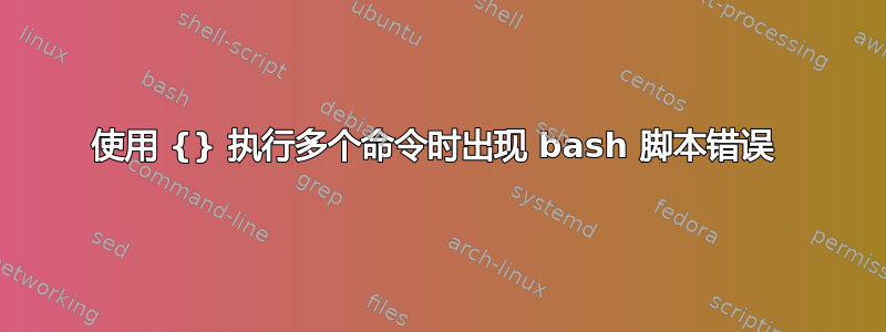 使用 {} 执行多个命令时出现 bash 脚本错误 