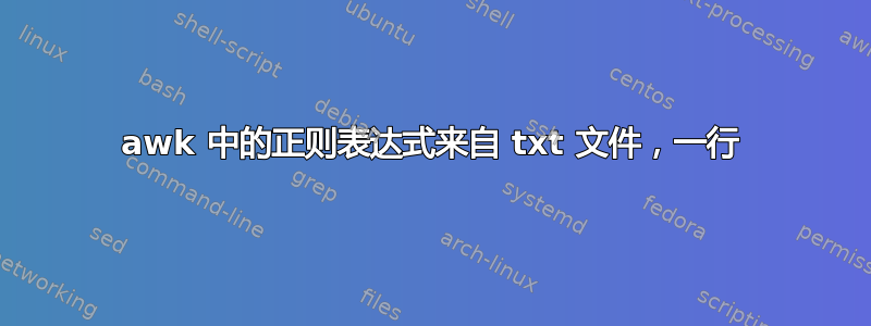 awk 中的正则表达式来自 txt 文件，一行