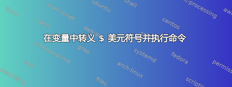 在变量中转义 $ 美元符号并执行命令