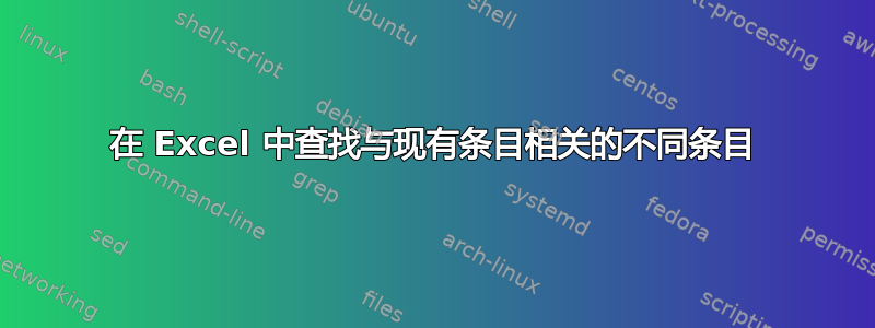 在 Excel 中查找与现有条目相关的不同条目