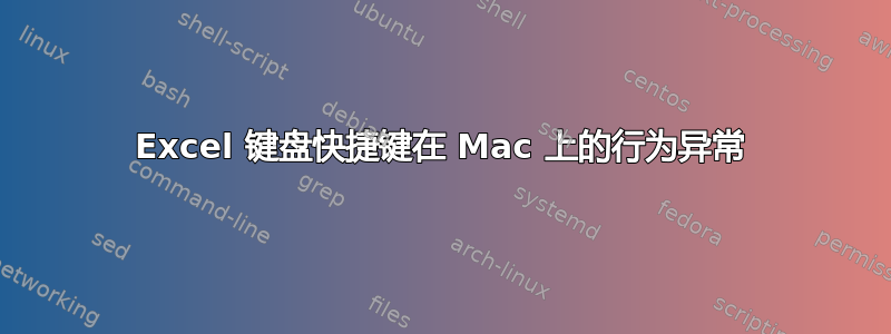 Excel 键盘快捷键在 Mac 上的行为异常