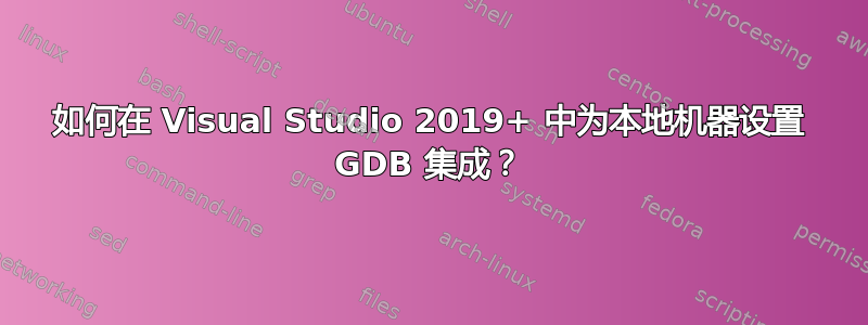 如何在 Visual Studio 2019+ 中为本地机器设置 GDB 集成？