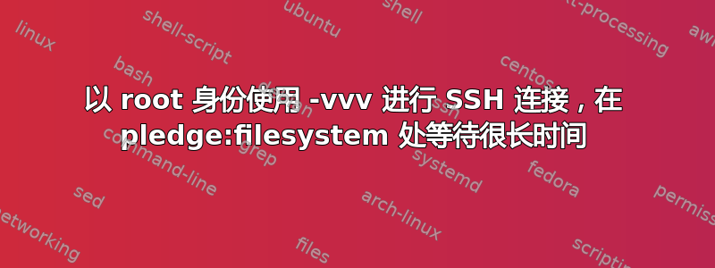 以 root 身份使用 -vvv 进行 SSH 连接，在 pledge:filesystem 处等待很长时间