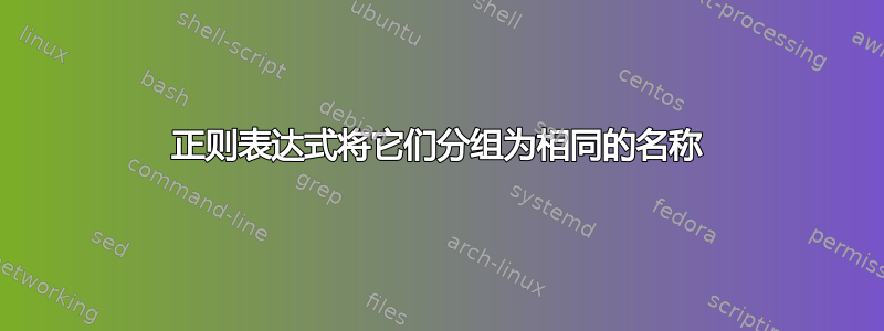 正则表达式将它们分组为相同的名称