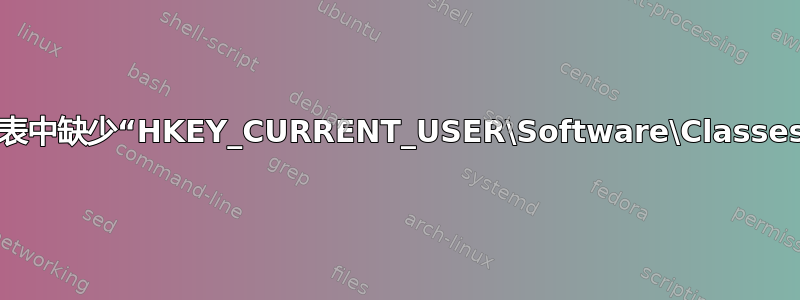 注册表中缺少“HKEY_CURRENT_USER\Software\Classes\*”