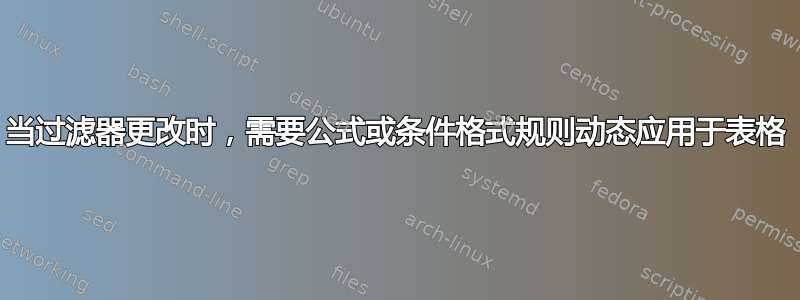 当过滤器更改时，需要公式或条件格式规则动态应用于表格