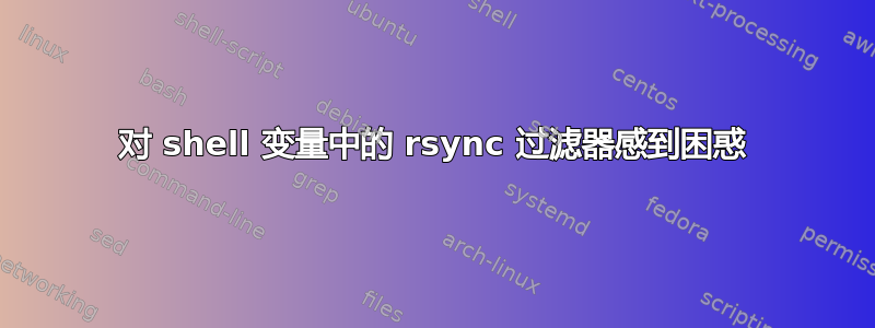 对 shell 变量中的 rsync 过滤器感到困惑