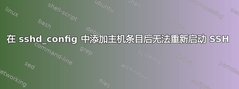 在 sshd_config 中添加主机条目后无法重新启动 SSH