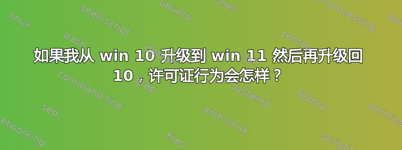 如果我从 win 10 升级到 win 11 然后再升级回 10，许可证行为会怎样？