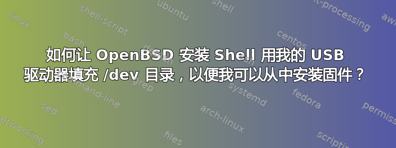 如何让 OpenBSD 安装 Shell 用我的 USB 驱动器填充 /dev 目录，以便我可以从中安装固件？