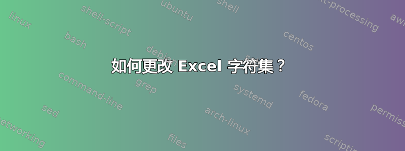 如何更改 Excel 字符集？