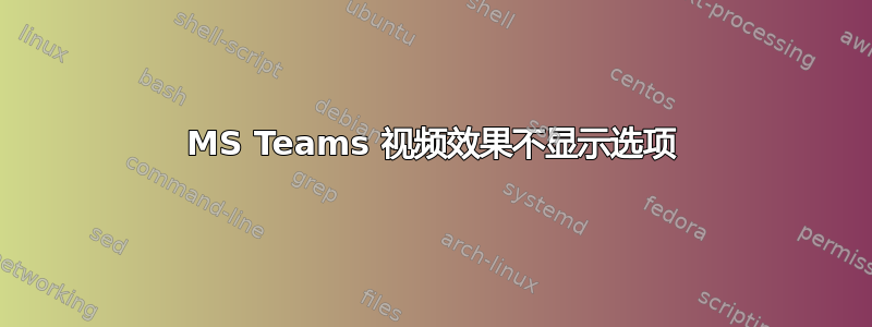 MS Teams 视频效果不显示选项