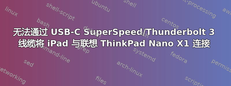 无法通过 USB-C SuperSpeed/Thunderbolt 3 线缆将 iPad 与联想 ThinkPad Nano X1 连接