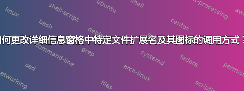 如何更改详细信息窗格中特定文件扩展名及其图标的调用方式？