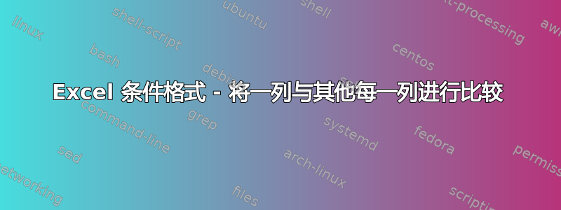 Excel 条件格式 - 将一列与其他每一列进行比较