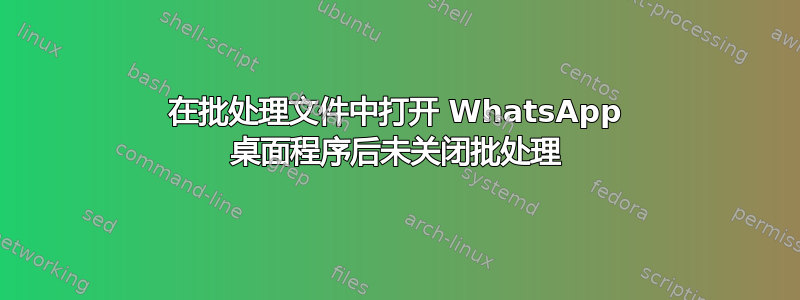 在批处理文件中打开 WhatsApp 桌面程序后未关闭批处理