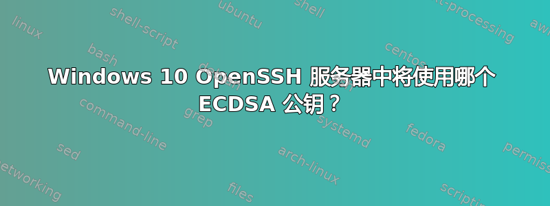 Windows 10 OpenSSH 服务器中将使用哪个 ECDSA 公钥？