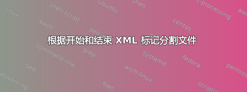 根据开始和结束 XML 标记分割文件