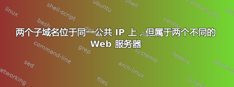 两个子域名位于同一公共 IP 上，但属于两个不同的 Web 服务器