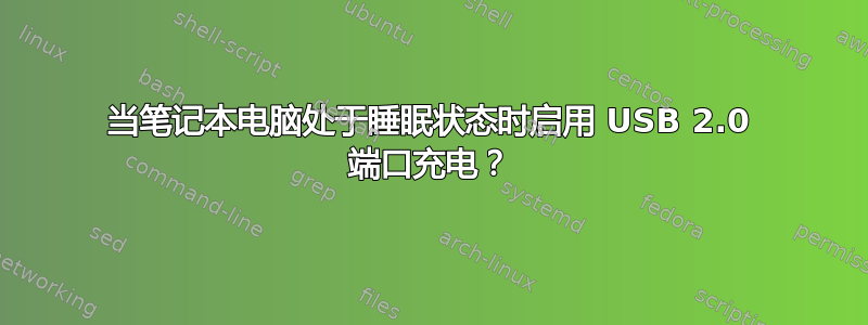 当笔记本电脑处于睡眠状态时启用 USB 2.0 端口充电？