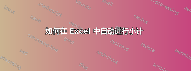 如何在 Excel 中自动进行小计