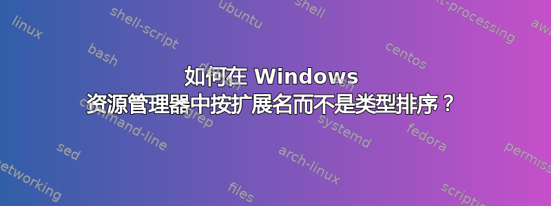 如何在 Windows 资源管理器中按扩展名而不是类型排序？