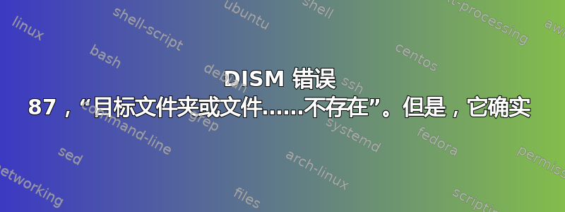 DISM 错误 87，“目标文件夹或文件……不存在”。但是，它确实