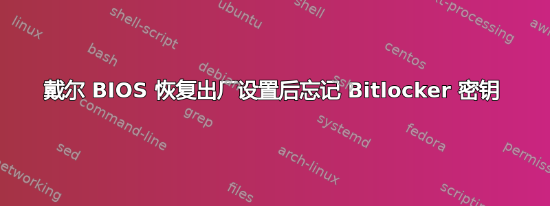 戴尔 BIOS 恢复出厂设置后忘记 Bitlocker 密钥