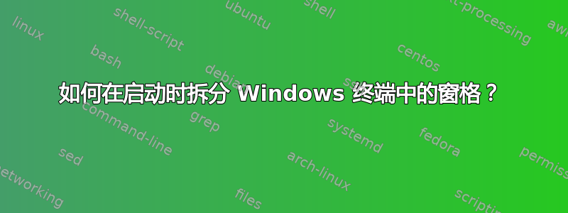 如何在启动时拆分 Windows 终端中的窗格？