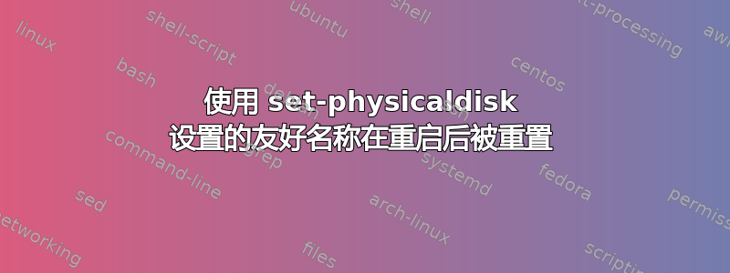 使用 set-physicaldisk 设置的友好名称在重启后被重置