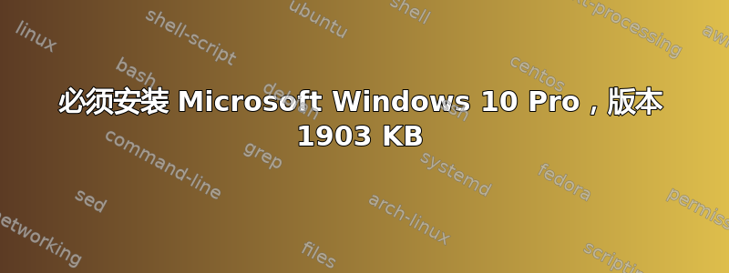 必须安装 Microsoft Windows 10 Pro，版本 1903 KB