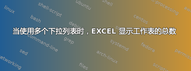 当使用多个下拉列表时，EXCEL 显示工作表的总数