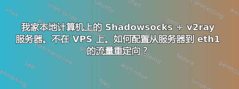 我家本地计算机上的 Shadowsocks + v2ray 服务器。不在 VPS 上。如何配置从服务器到 eth1 的流量重定向？